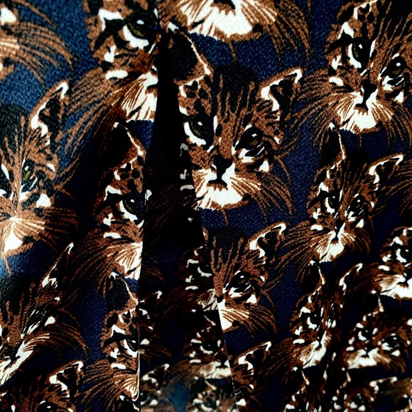 Frock Shop Navy Flared & Pleated Cat Print Skirt with Pockets - Picture 4 of 4